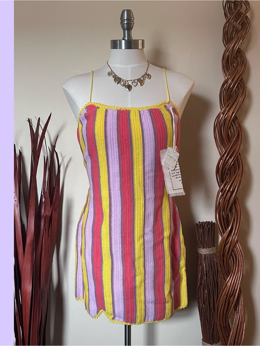 FREE PEOPLE Bali Crochet Popsicle Mini Dress (M) NWT